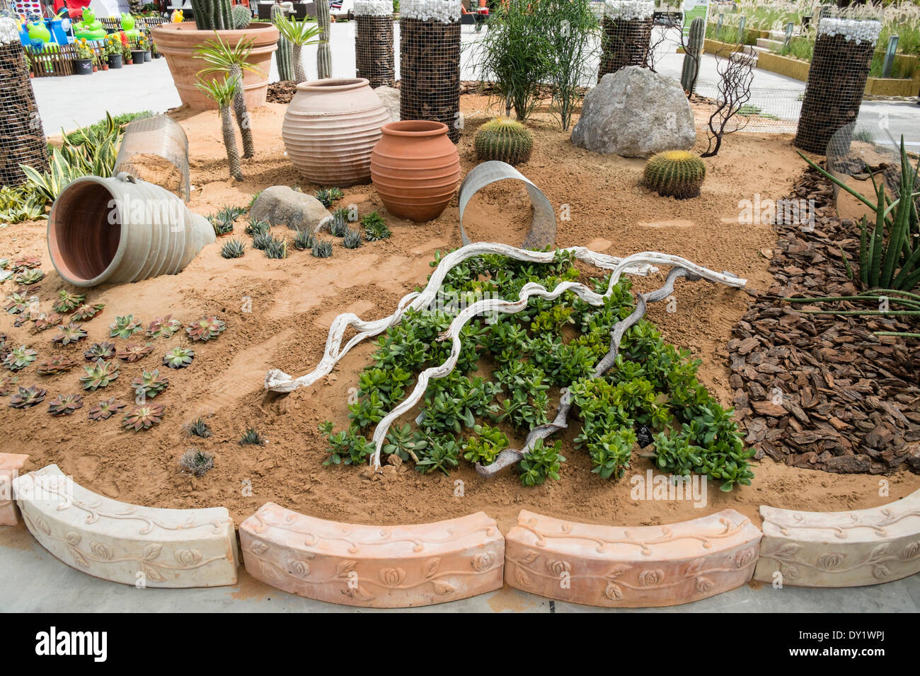 Dubai, United Arab Emirates. 3rd April 2014. The opening day of the first Dubai International Garden Competition. This is Burj Sahara garden based on low maintenance in hot desert climate Credit:  Iain Masterton/Alamy Live News Stock Photo