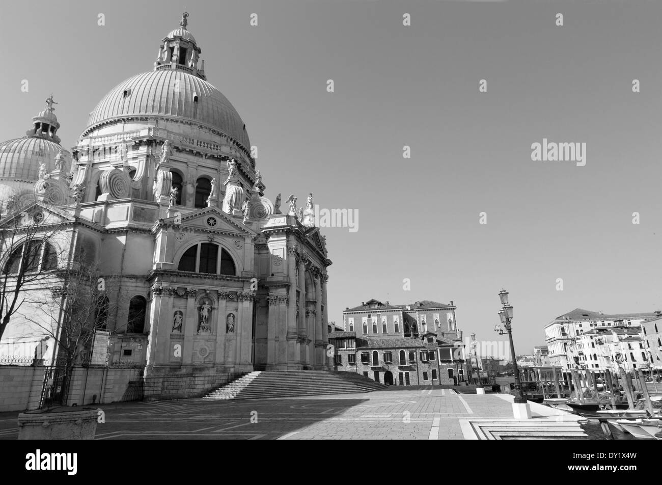 Venice - Santa Maria della Salute church and waterfront of Canal Grande Stock Photo