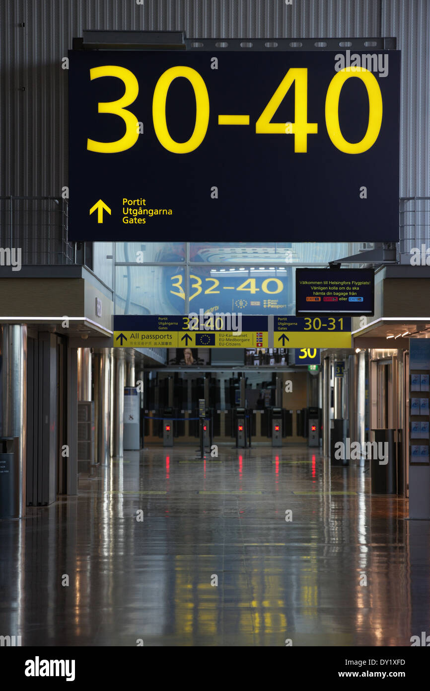 Boarding gates at Helsinki airport Stock Photo