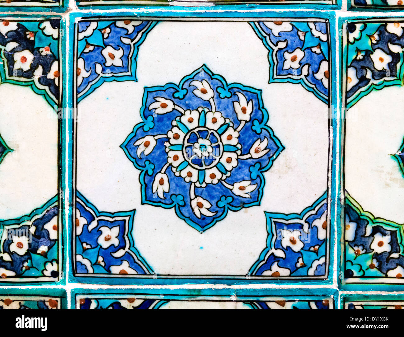 Decorative tile in the Harem of the Topkapi Palace (Topkapi Sarayi), Sultanahmet district, Istanbul,Turkey Stock Photo