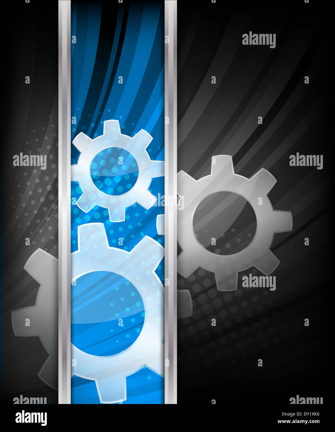 Background with three gears and blue line Stock Photo - Alamy