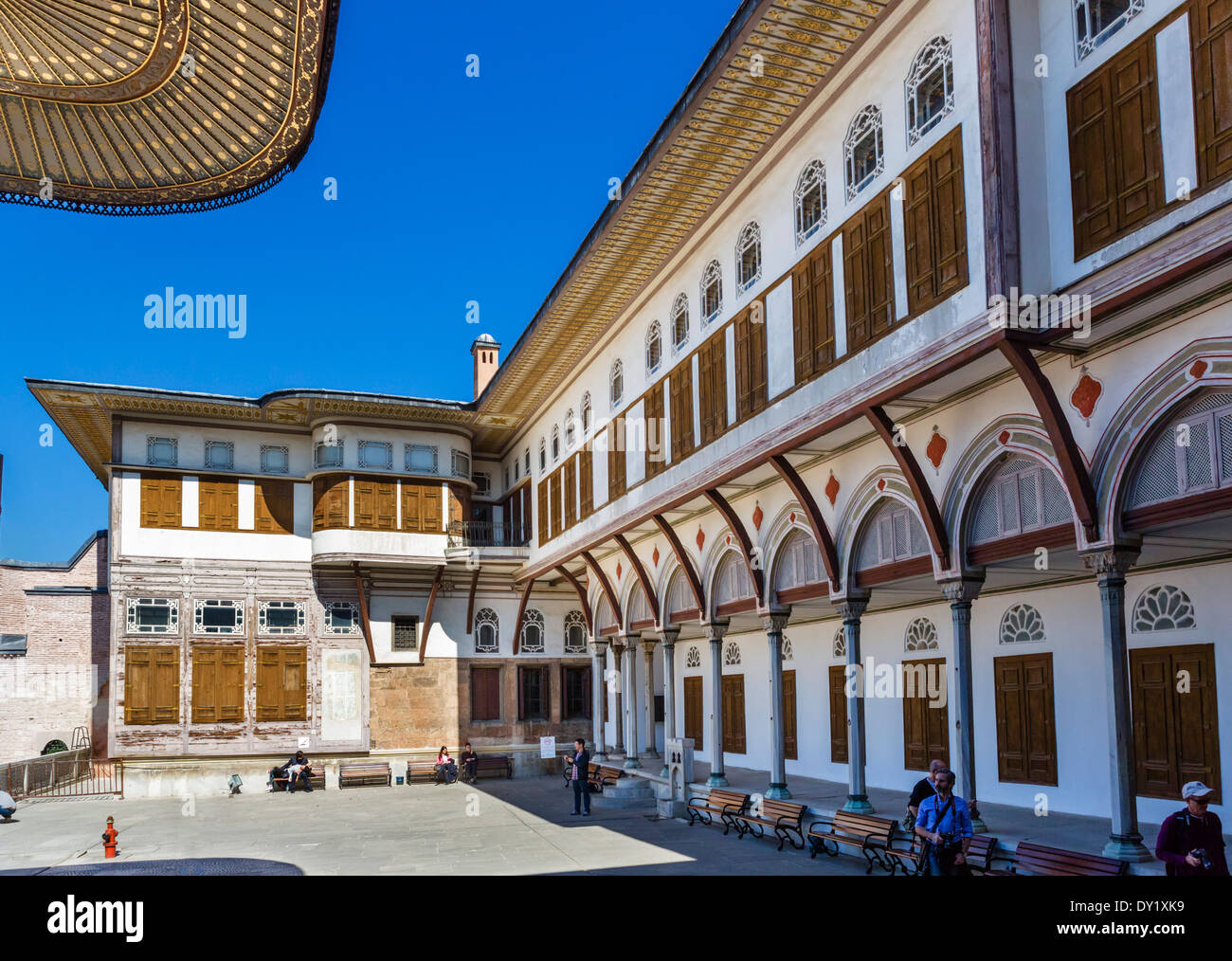 Courtyard of the Favourites in The Harem, Topkapi Palace (Topkapi Sarayi), Sultanahmet district, Istanbul,Turkey Stock Photo