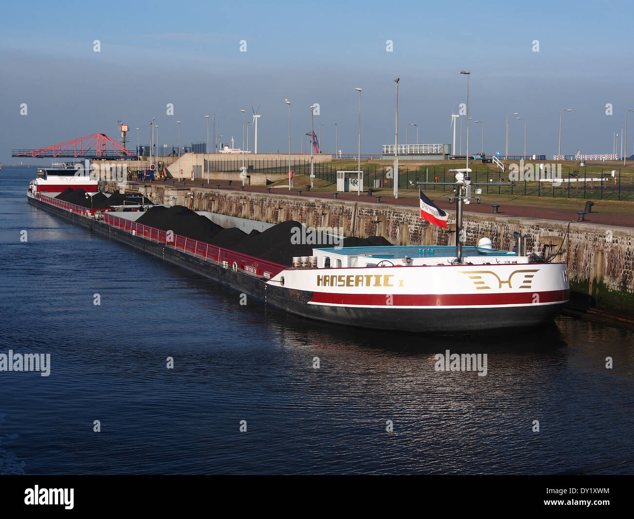 Hanseatic I, ENI 04807030 & Hanseatic ENI 04807020 at IJmuiden locks, Port of Amsterdam pic1 Stock Photo