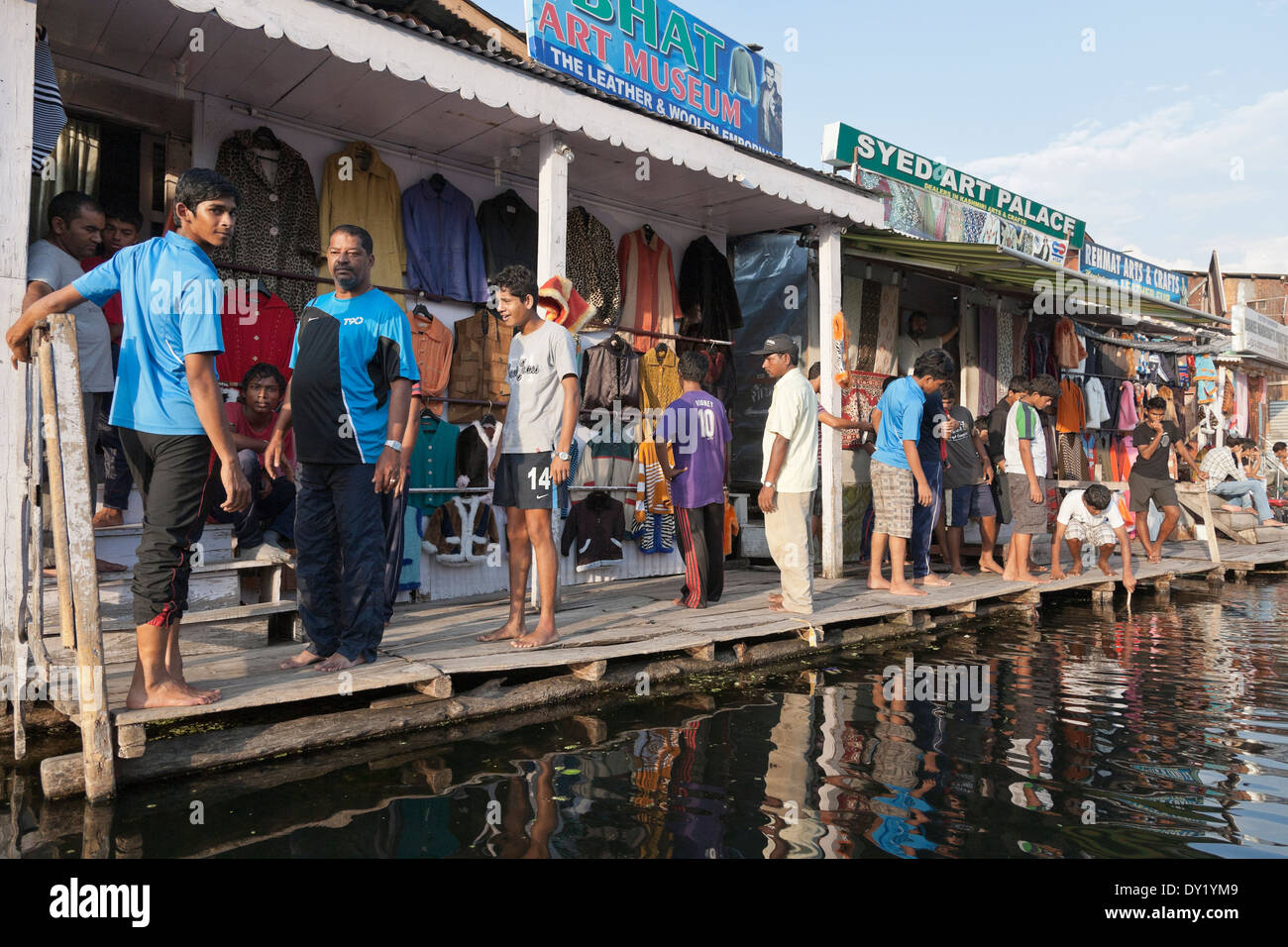 Srinagar, Kashmir, India, South Asia. clothing and textile shops on Dal