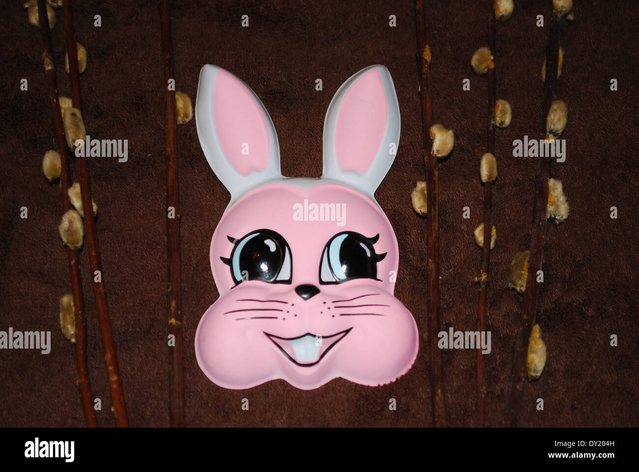 An Easter Bunny animation with willow buds. Stock Photo