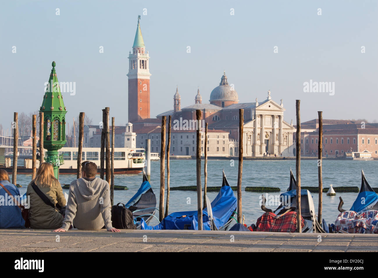 Venice - gondolas and San Giorgio di Maggiore church Stock Photo