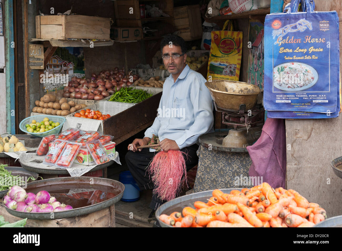 Srinagar, Jammu and Kashmir, India, South Asia. Vendor selling fruit