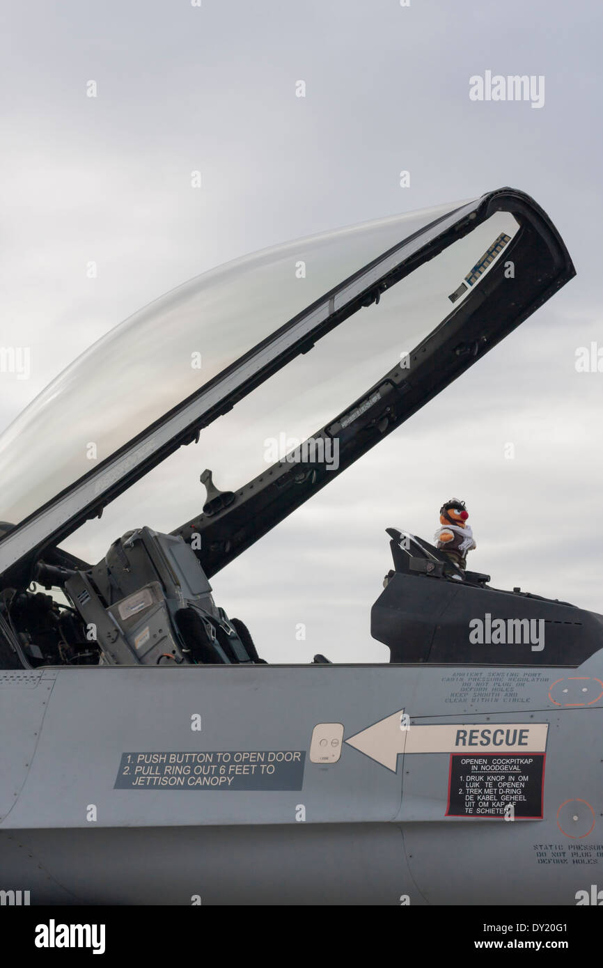 Belgian Air force Lockheed Martin F-16AM/BM multirole jet fighter cockpit Stock Photo