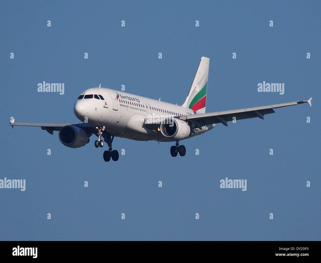 LZ-FBB Bulgaria Air Airbus A319-112, landing at Schiphol (AMS - EHAM), Netherlands, pic1 Stock Photo