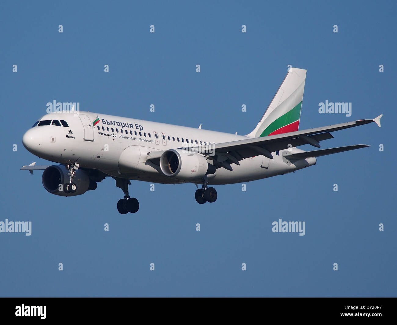 LZ-FBB Bulgaria Air Airbus A319-112, landing at Schiphol (AMS - EHAM), Netherlands, pic2 Stock Photo