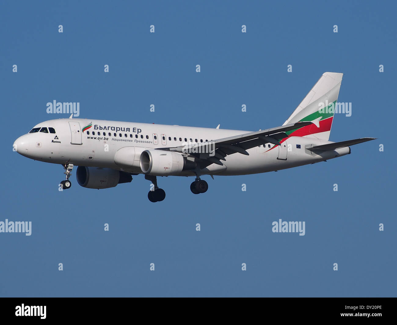 LZ-FBB Bulgaria Air Airbus A319-112, landing at Schiphol (AMS - EHAM), Netherlands, pic3 Stock Photo