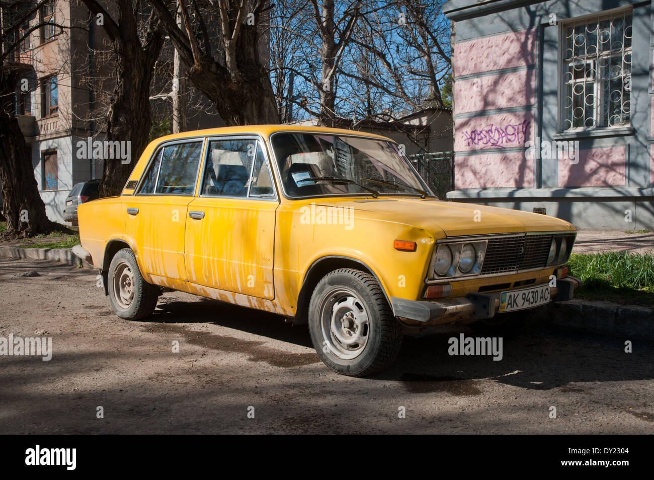 WAZ 2106 (Lada 1600) car from Russian car manufacturer AvtoVAZ on street in Simferopol, Crimea Stock Photo
