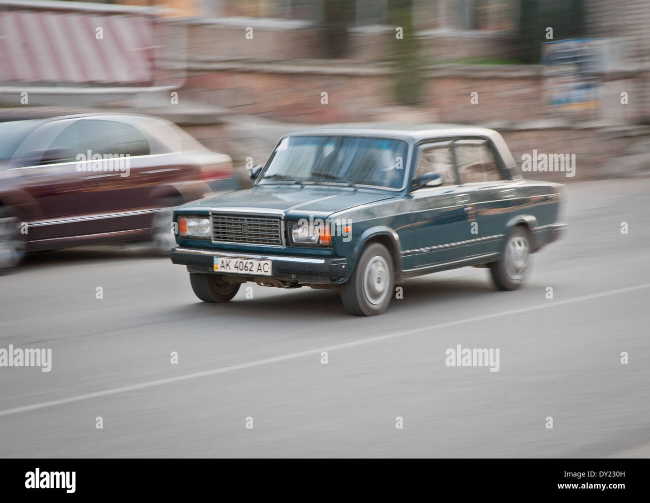 Lada Riva (Classic) car from Russian car manufacturer AvtoVAZ on street in Simferopol, Crimea Stock Photo
