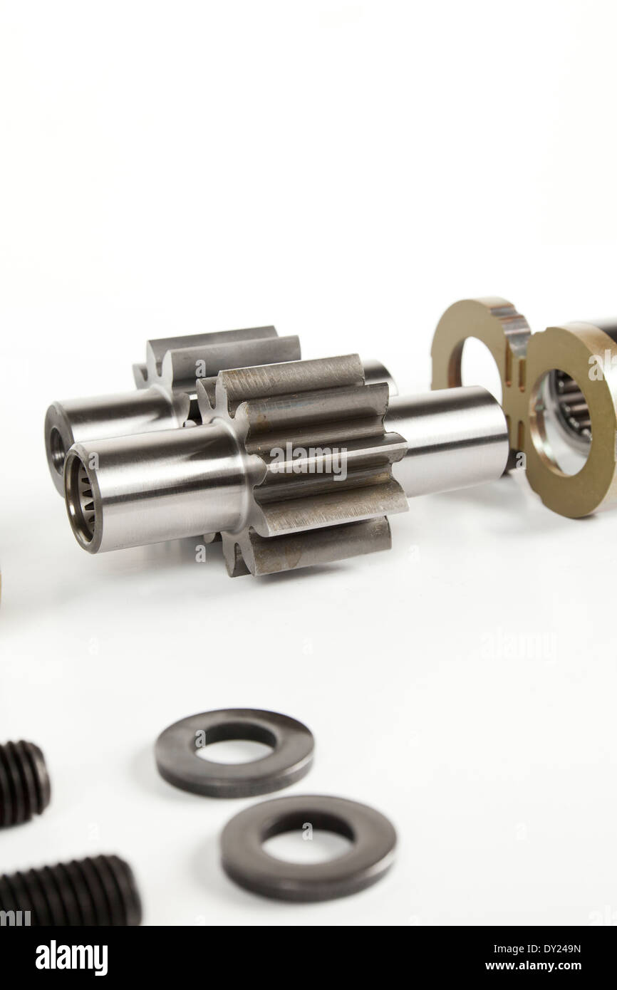 components of hydraulic gear pumps Stock Photo