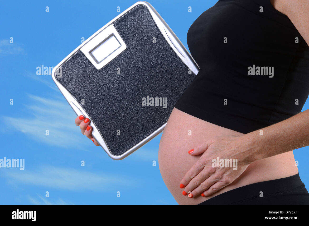 scale and weight gain during pregnancy concept Stock Photo Alamy