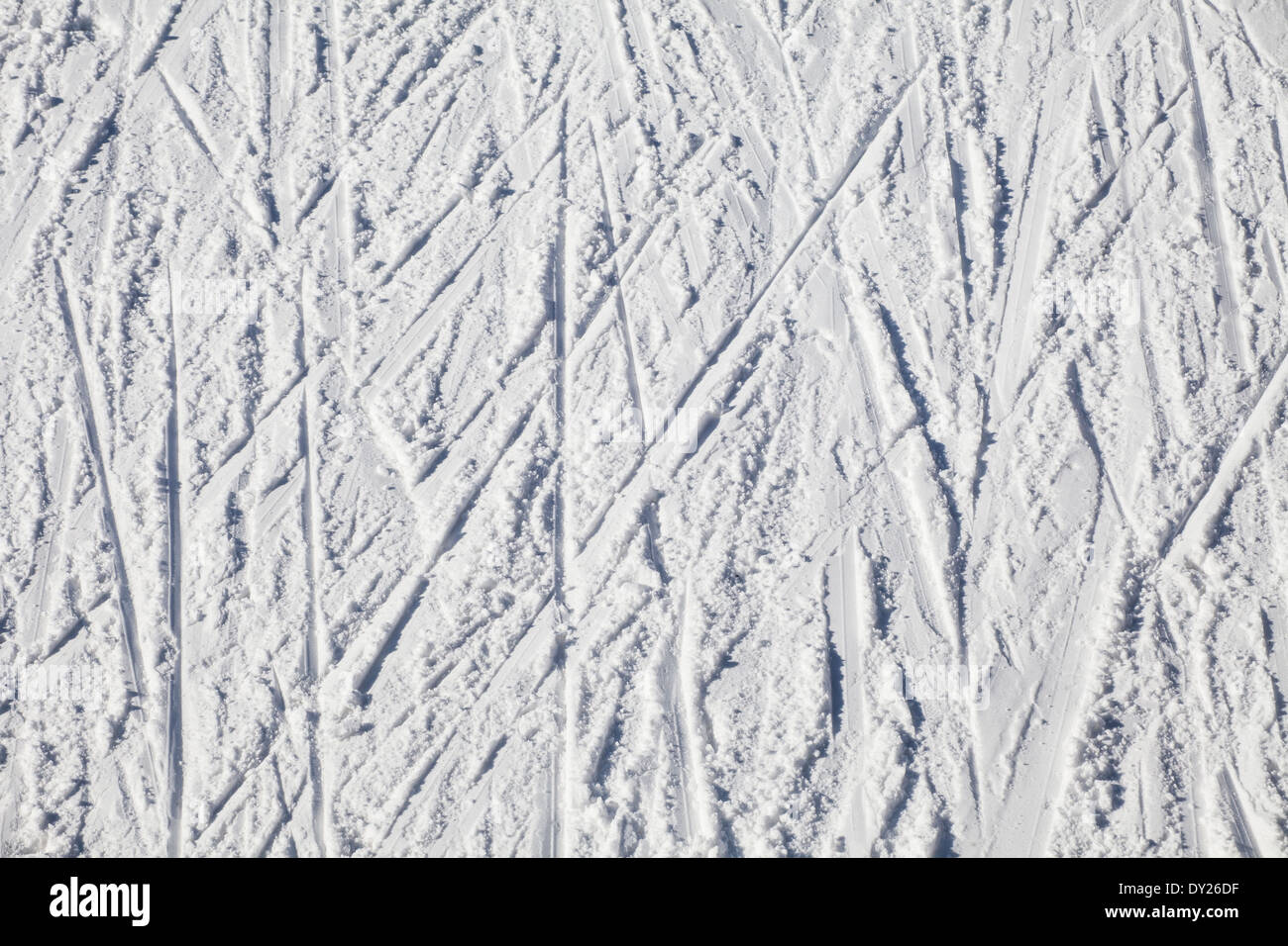 Abstract overhead view of cross-country ski tracks Stock Photo