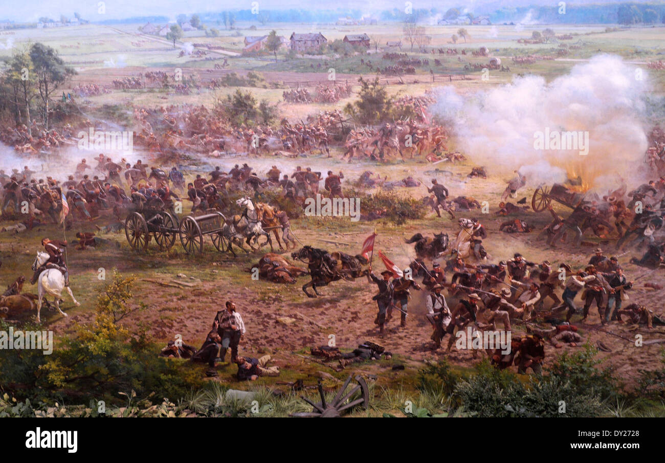 Part of Union Line defending against Pickett's Charge at the Battle of Gettysburg, July 3rd, 1863, USA Civil War Stock Photo