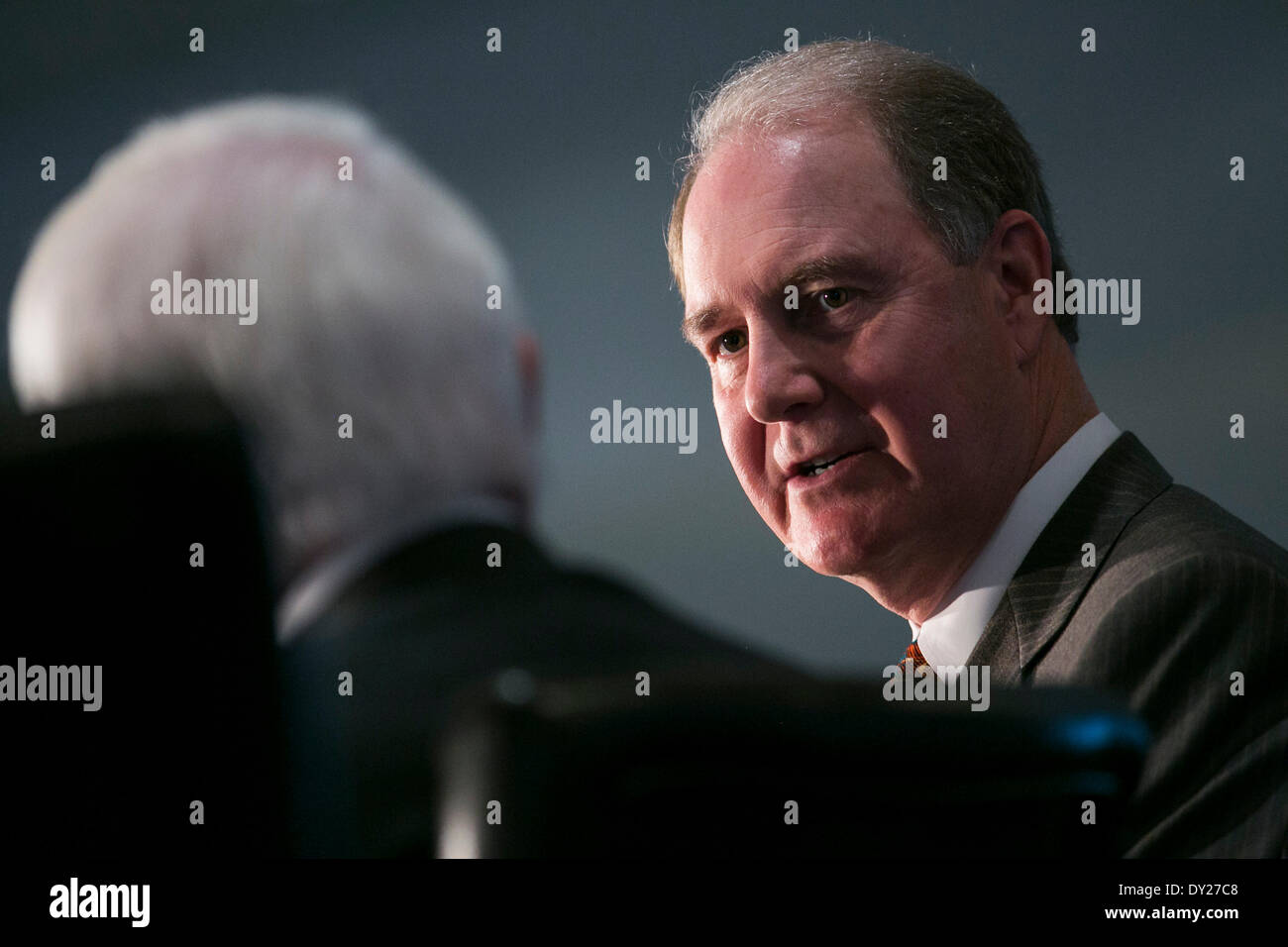 Washington DC, USA . 03rd Apr, 2014. Gary Kelly, Chairman of the Board, President and Chief Executive Officer, Southwest Airlines, speaks at the U.S. Chamber Of Commerce Foundation 13th Annual Aviation Summit  in Washington, D.C., on April 3, 2014. Credit:  Kristoffer Tripplaar/Alamy Live News Stock Photo