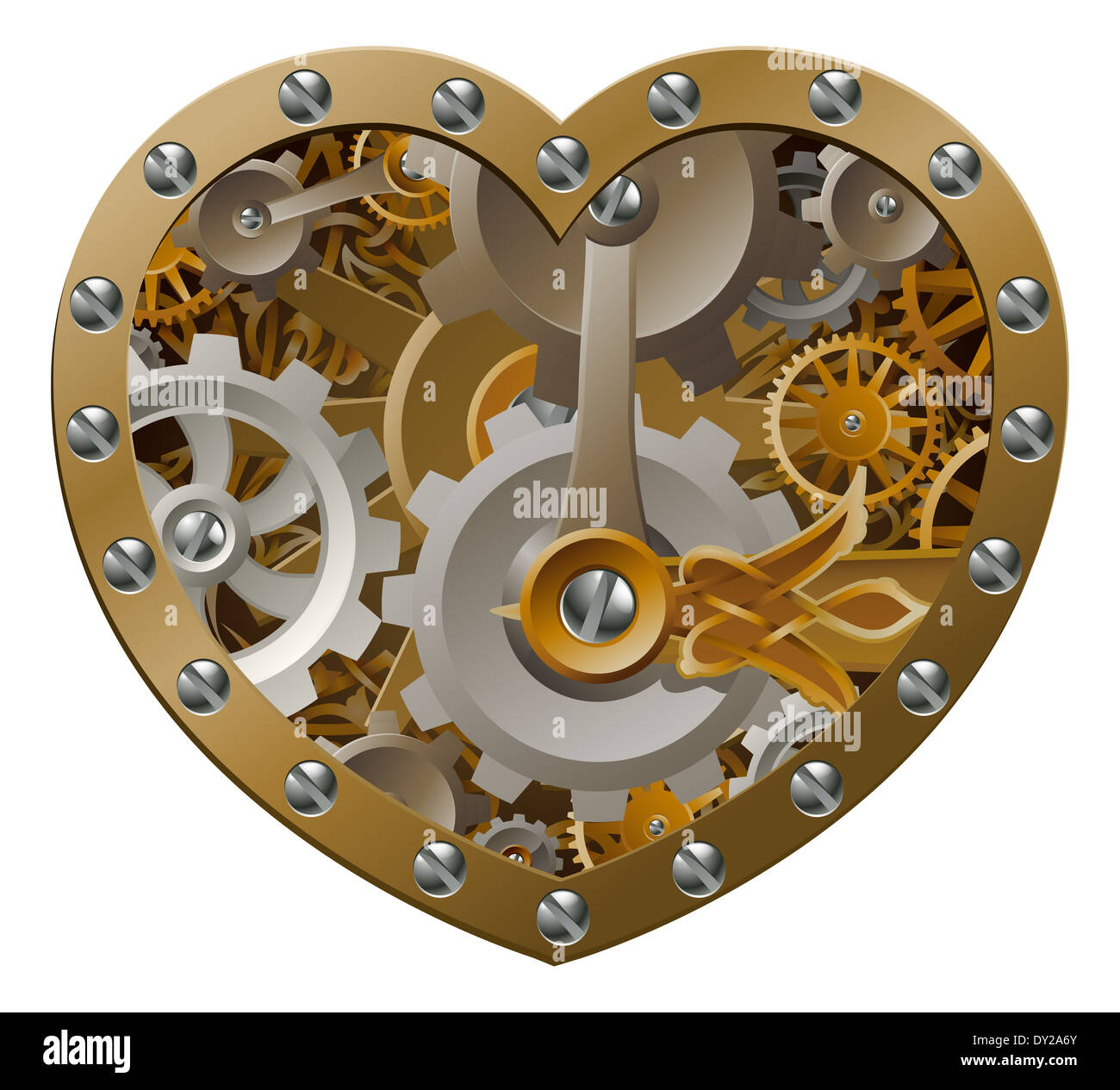 Steam punk metal heart with gears Royalty Free Vector Image