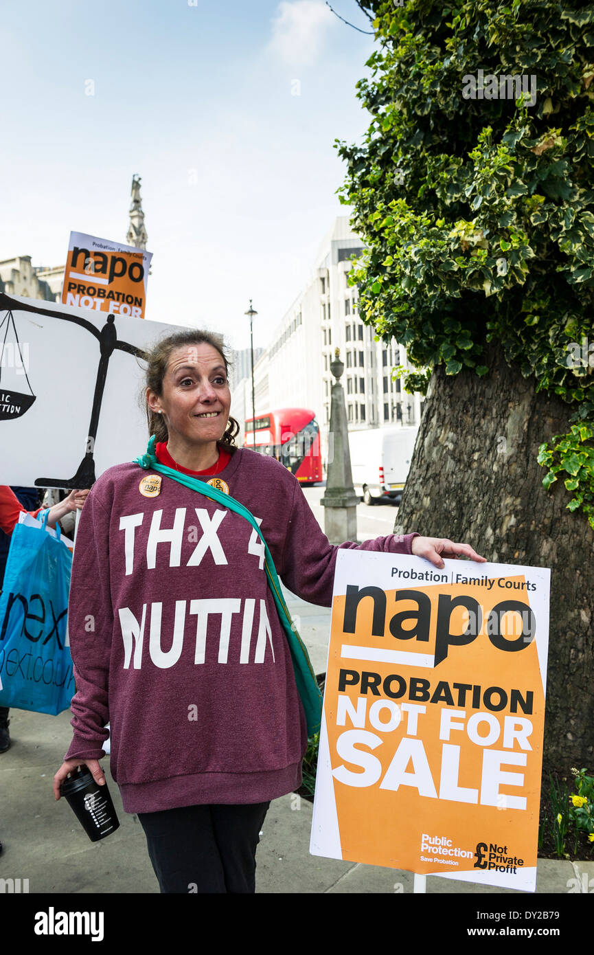 A probation officer taking part in a protest against the privatisation of the probation service. Stock Photo