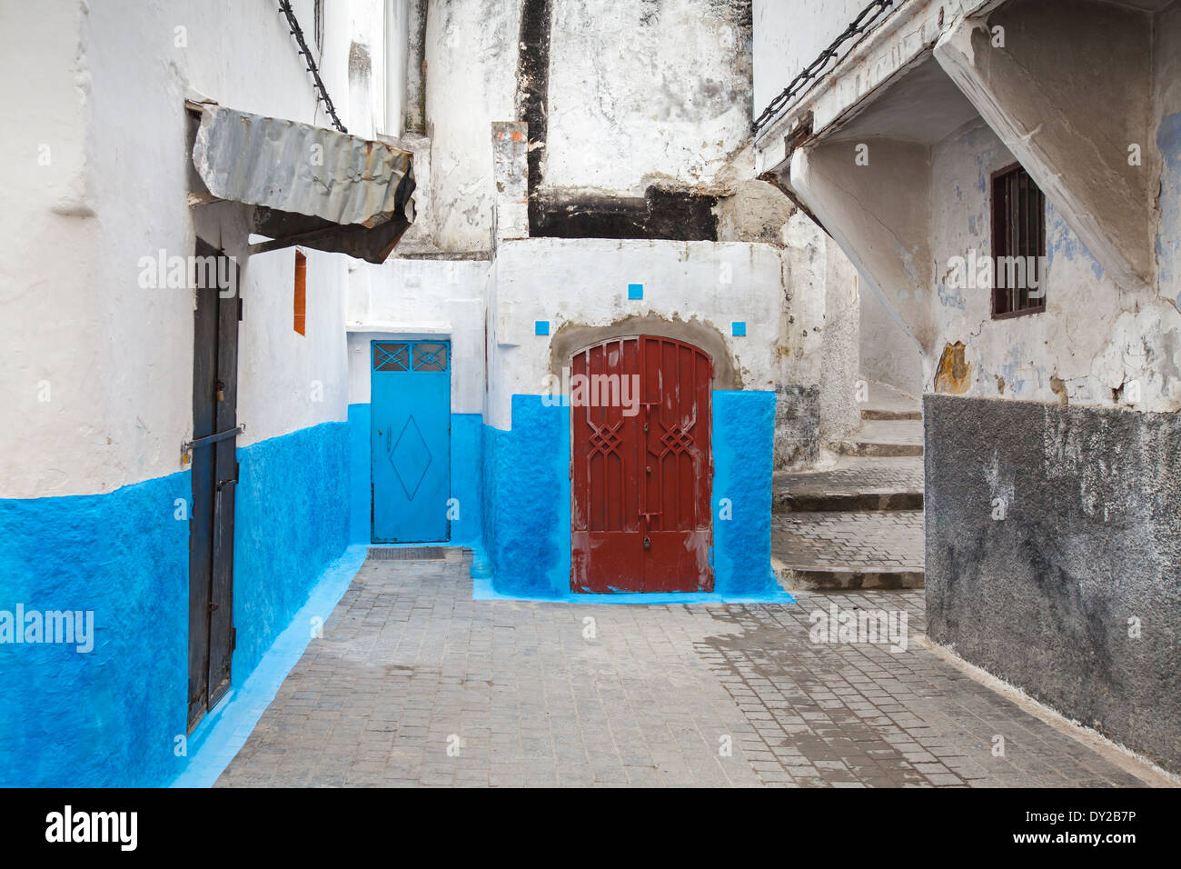 Streets of old Medina. Historical central part of Tanger city, Morocco Stock Photo