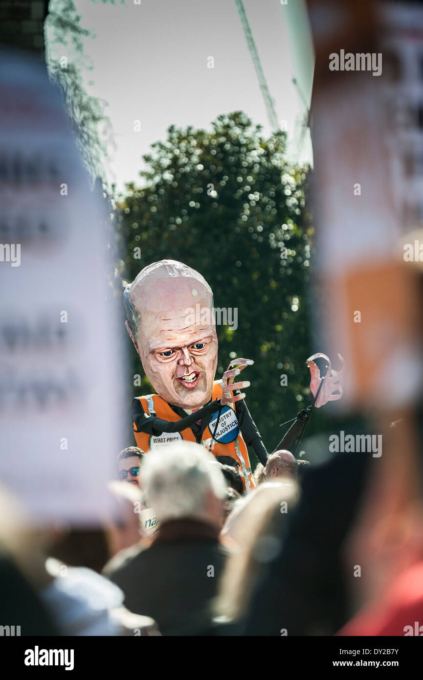 A large effigy of Chris Grayling in a demonstration against privatisation of the probation service. Stock Photo