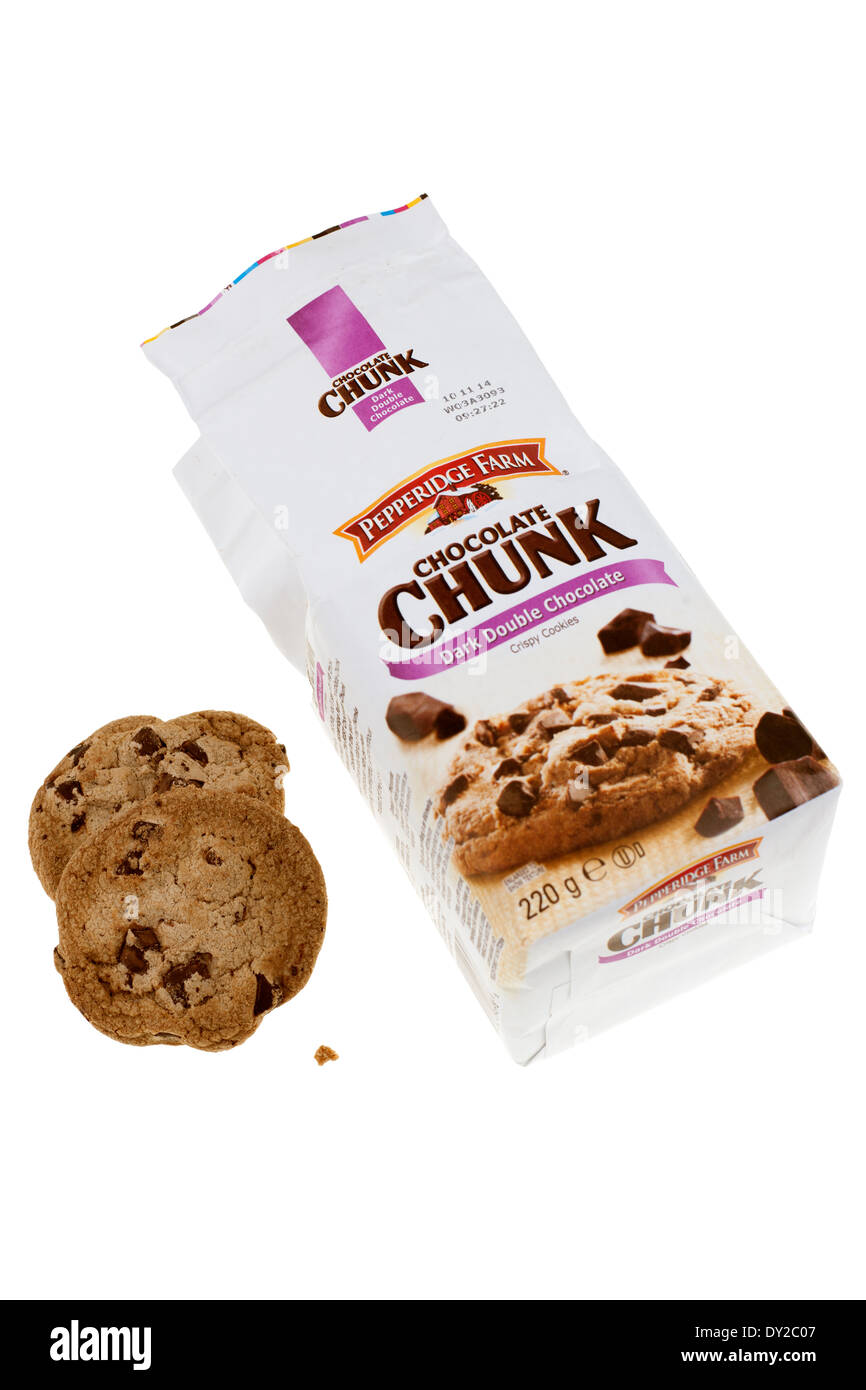 Packet of Pepperidge Farm Dark double Chocolate chunk Crispy Cookies Stock Photo