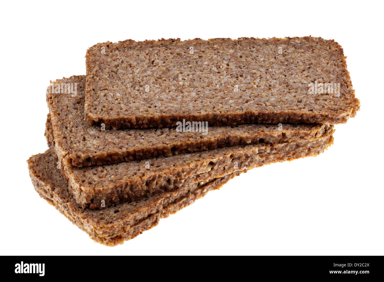 Pile of sliced wholemeal Rye and linseed bread Stock Photo