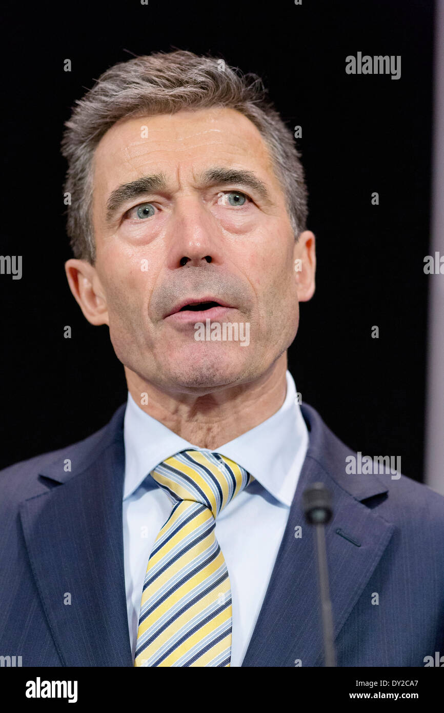 Brussels, Anders Fogh Rasmussen attending the Meetings of NATO Ministers of Foreign Affairs on 2013/04/23 Stock Photo