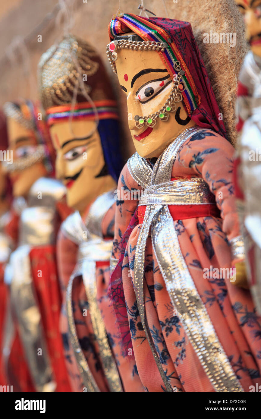 India, Rajasthan, Jaisalmer, Jaisalmer Fort, traditional Rajasthani Puppets Stock Photo
