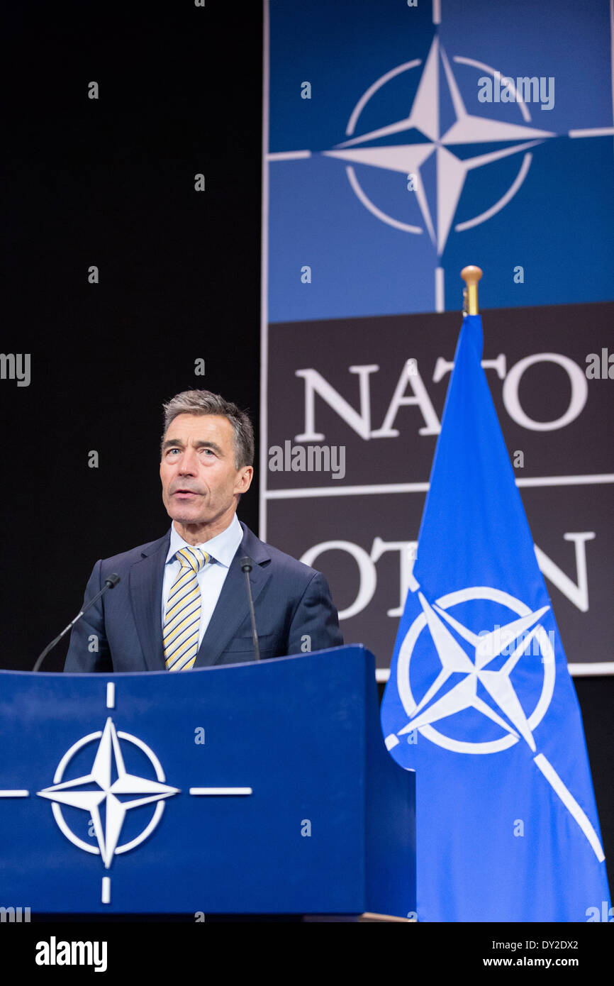 Brussels, Anders Fogh Rasmussen attending the Meetings of NATO Ministers of Foreign Affairs on 2013/04/23 Stock Photo