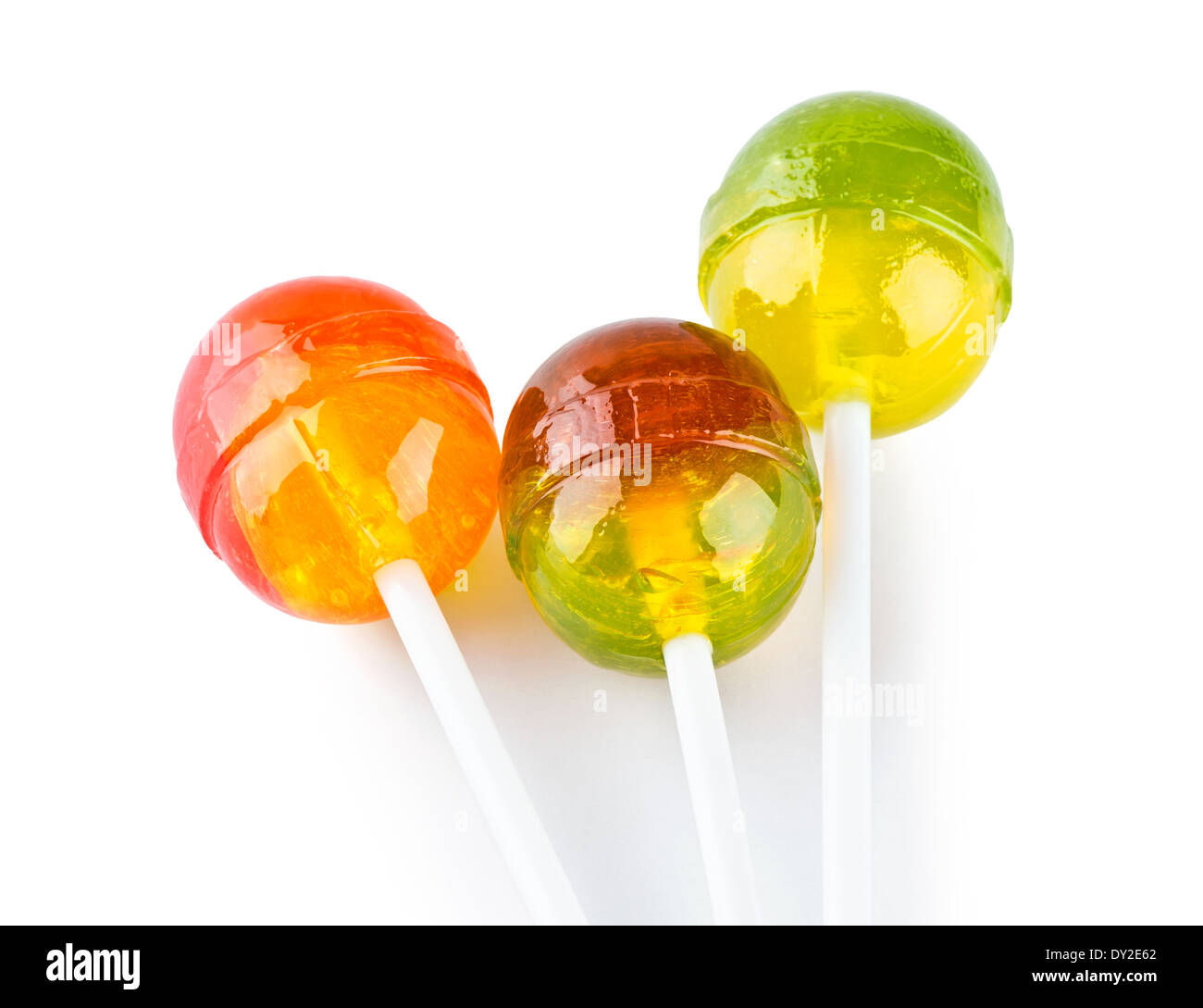 Colorful lollipops on white background Stock Photo