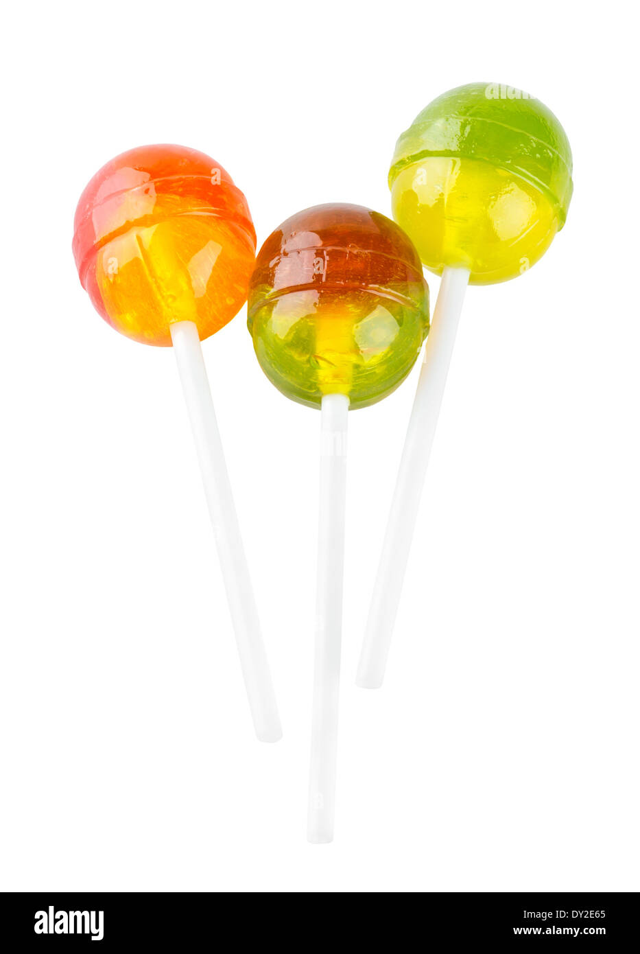 Colorful lollipops on white background Stock Photo