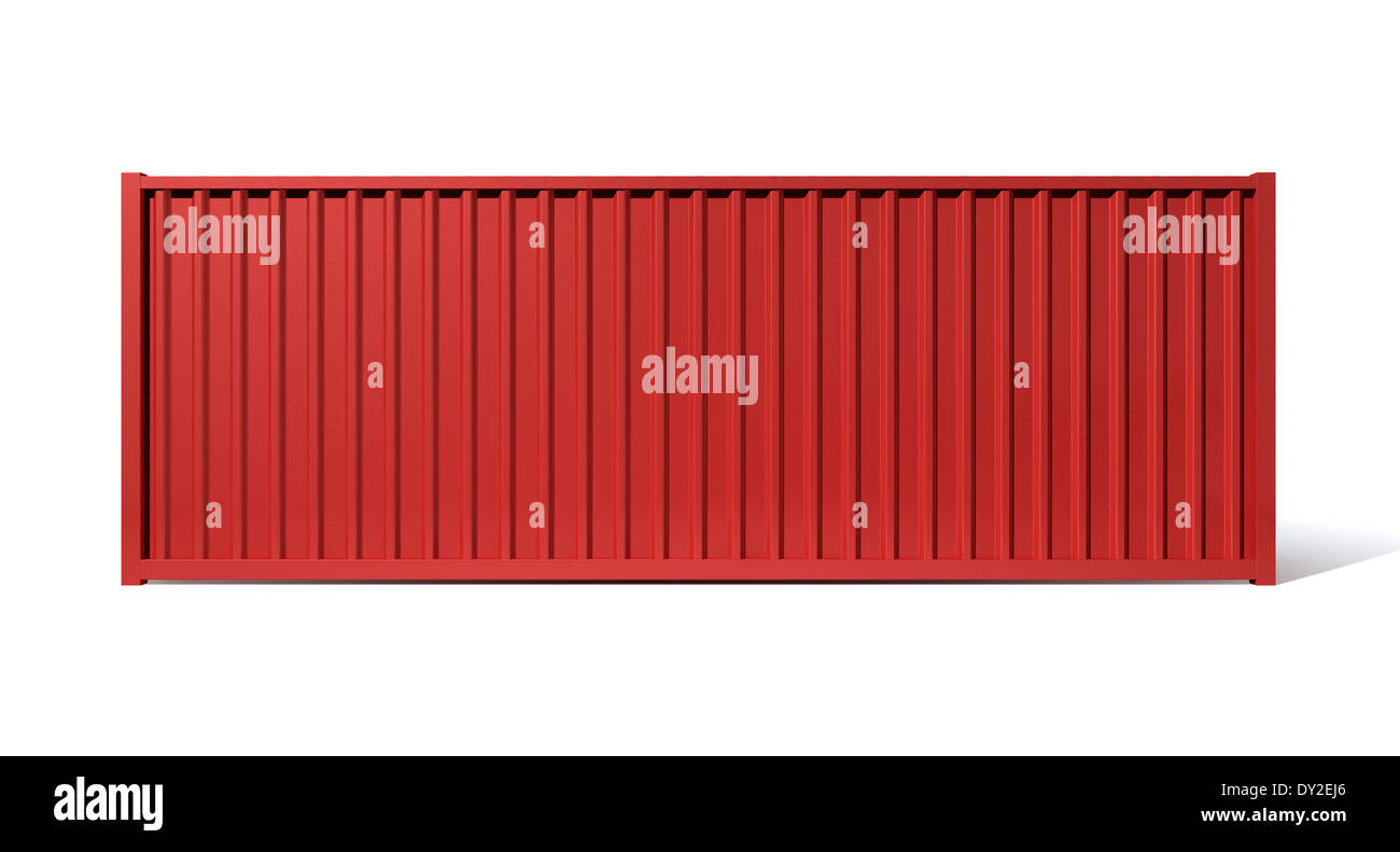 A render of a red shipping container on an isolated white background ...