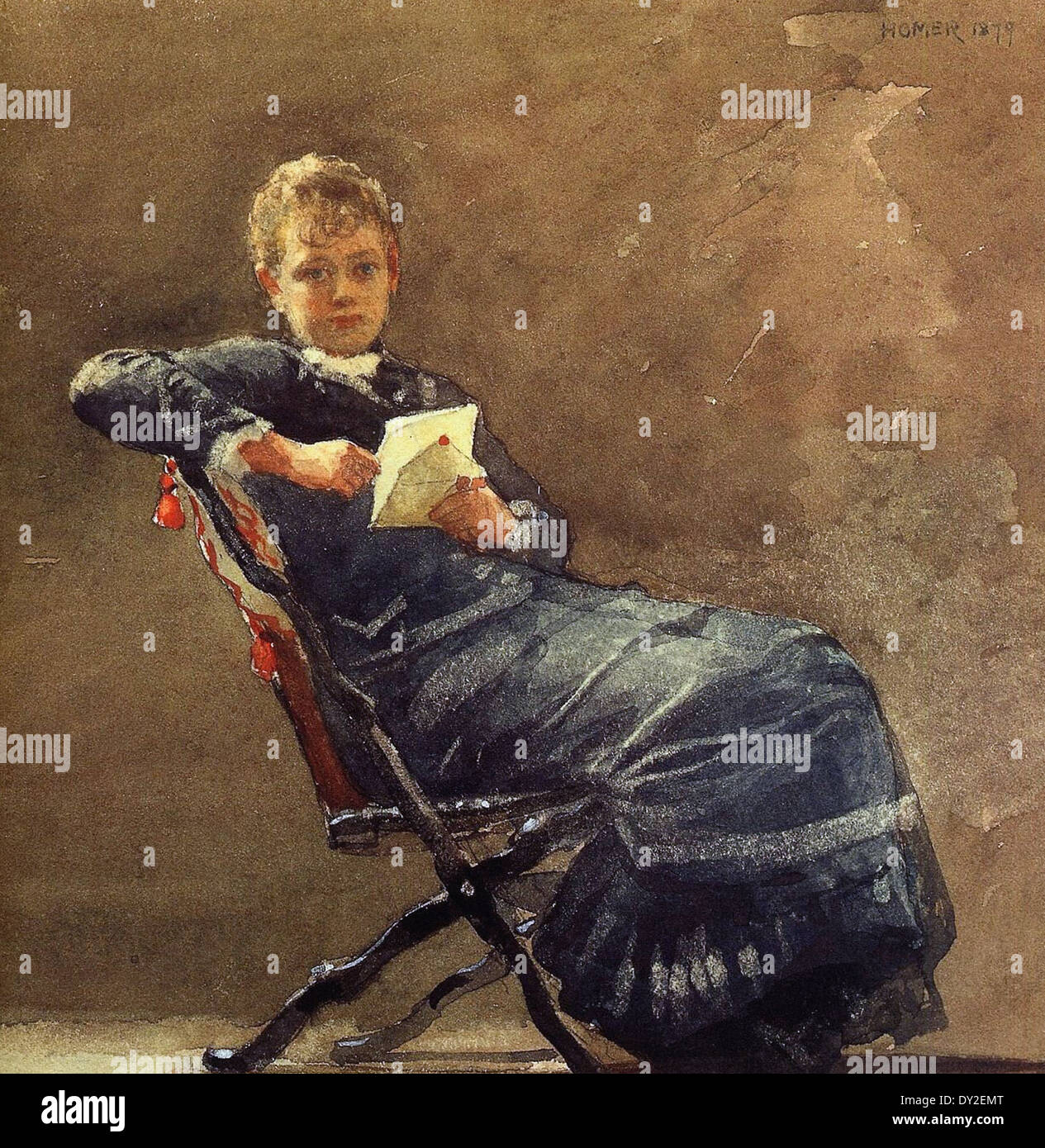 Winslow Homer Girl Seated Stock Photo Alamy