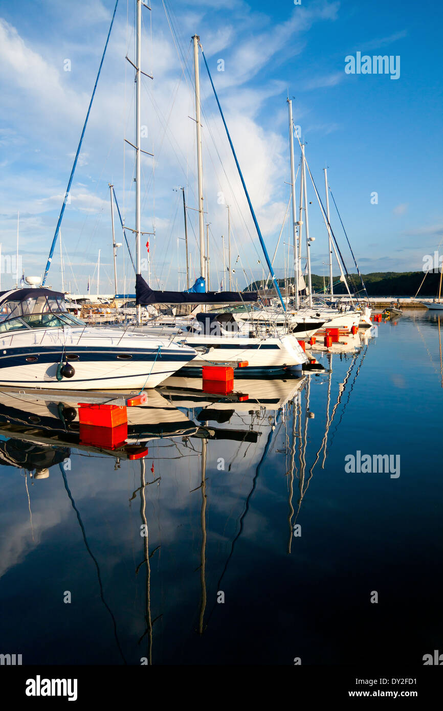 Sailboats in port of Gdynia City Stock Photo
