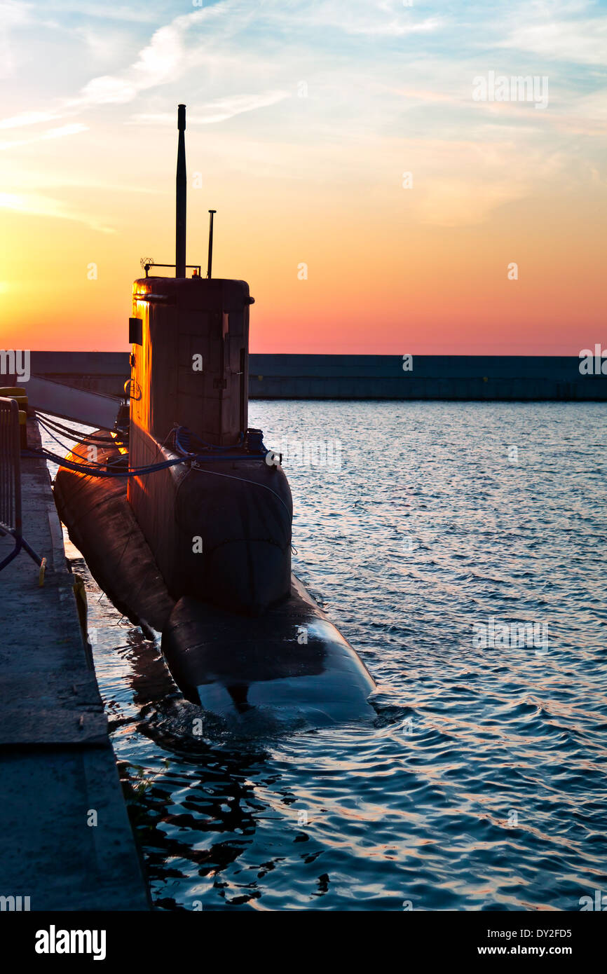 Submarine in port Stock Photo