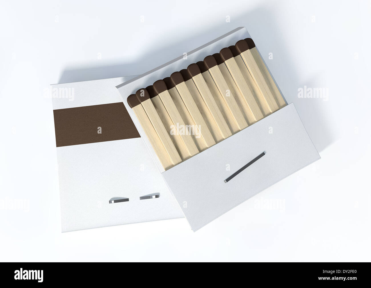 Two books of matches made with wood with blue tips in generic white