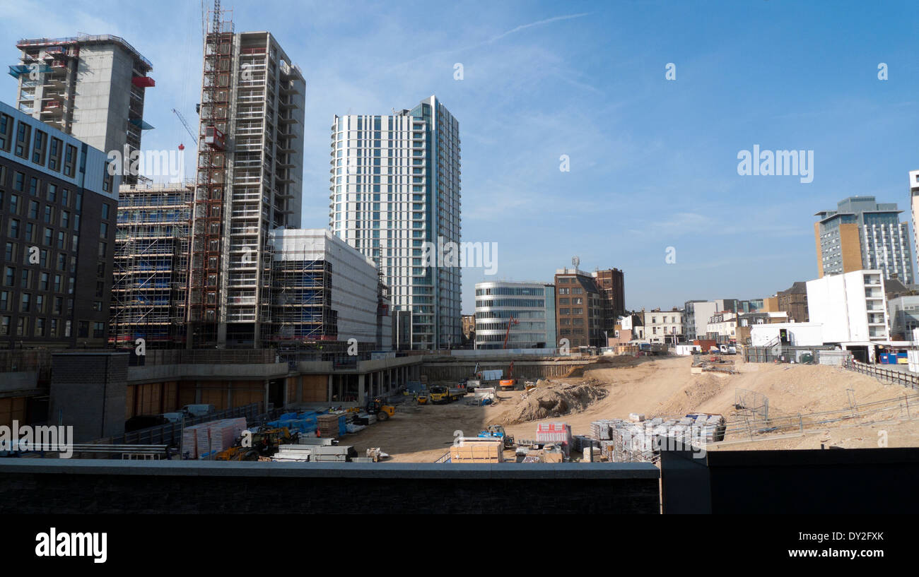 New mixed use property development construction site at Goodman's Fields in Tower Hamlets, London E1, England  UK KATHY DEWITT Stock Photo