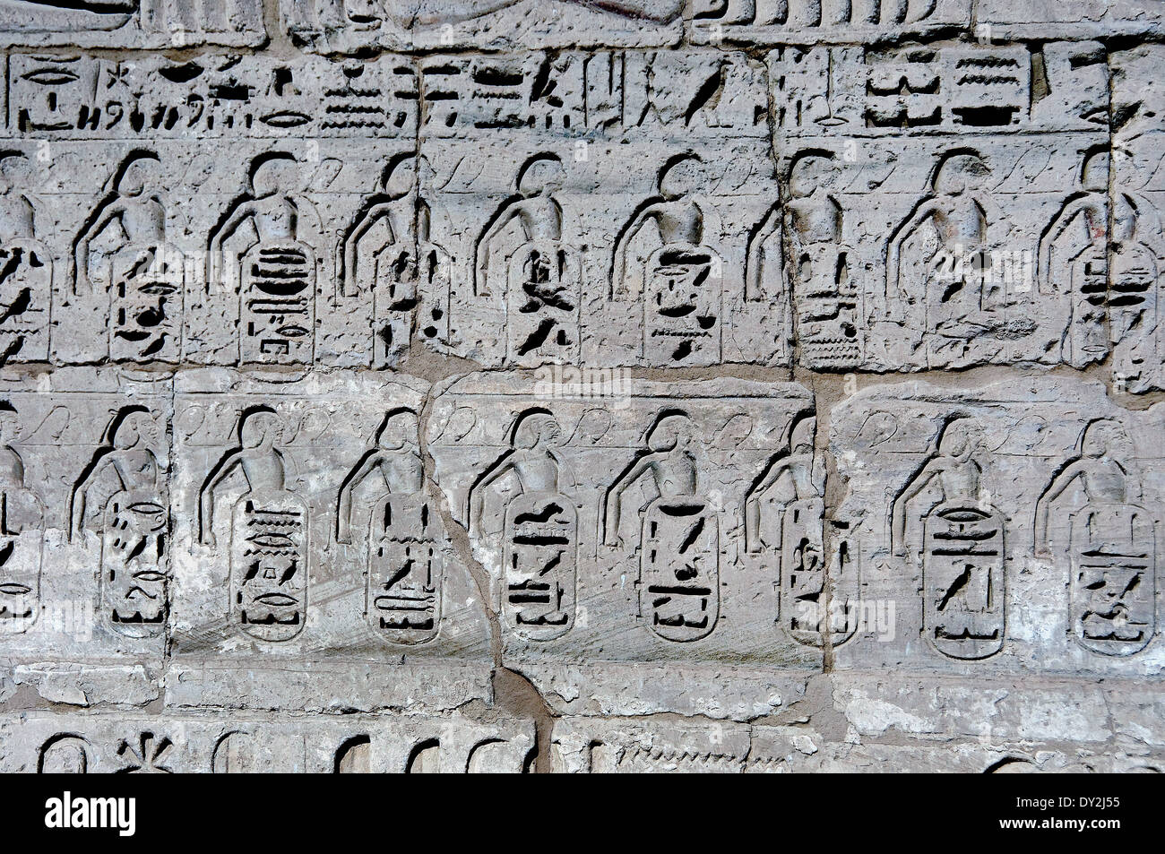 Temple of Ramses III at Medinet Habu: reliefs of cities won Stock Photo ...