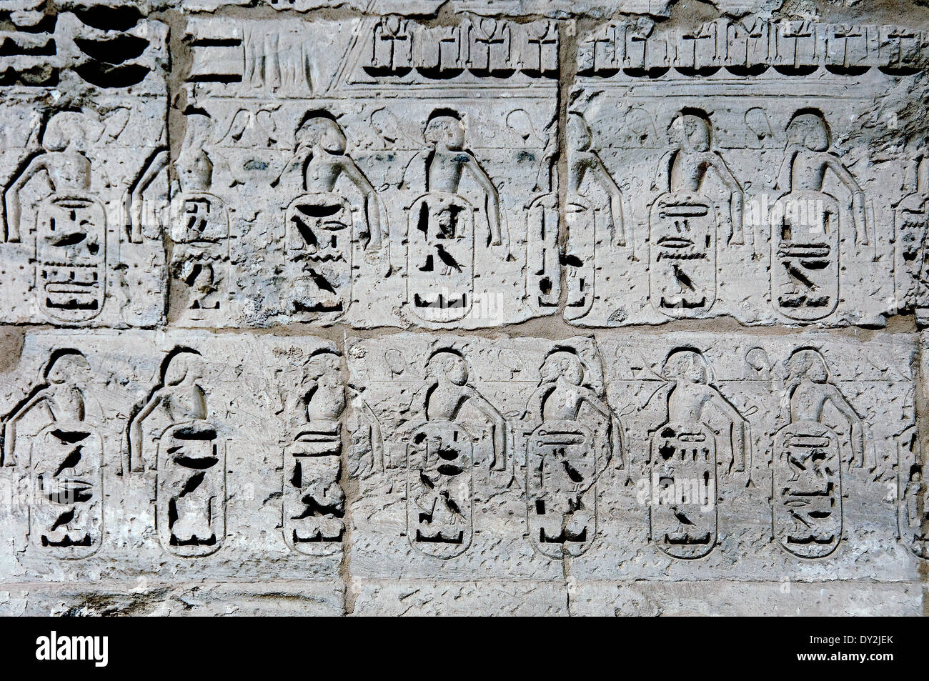 Temple of Ramses III at Medinet Habu: reliefs of cities won Stock Photo ...