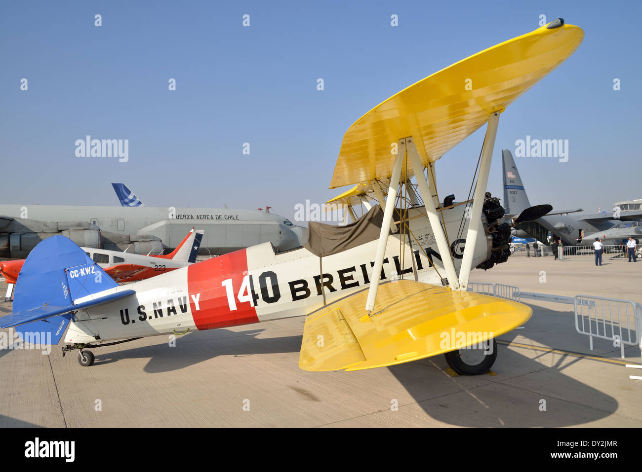 US Navy version of the Stearman Model 75 biplane trainer (Breitling advertising) Stock Photo