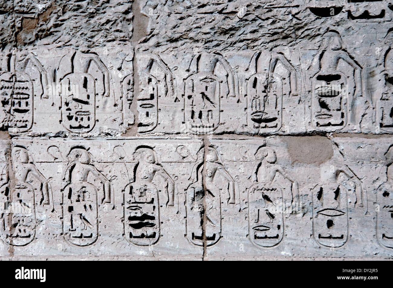 Temple of Ramses III at Medinet Habu: reliefs of cities won Stock Photo ...
