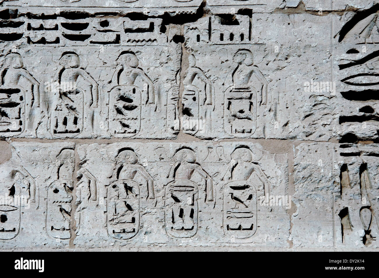 Temple of Ramses III at Medinet Habu: reliefs of cities won Stock Photo ...