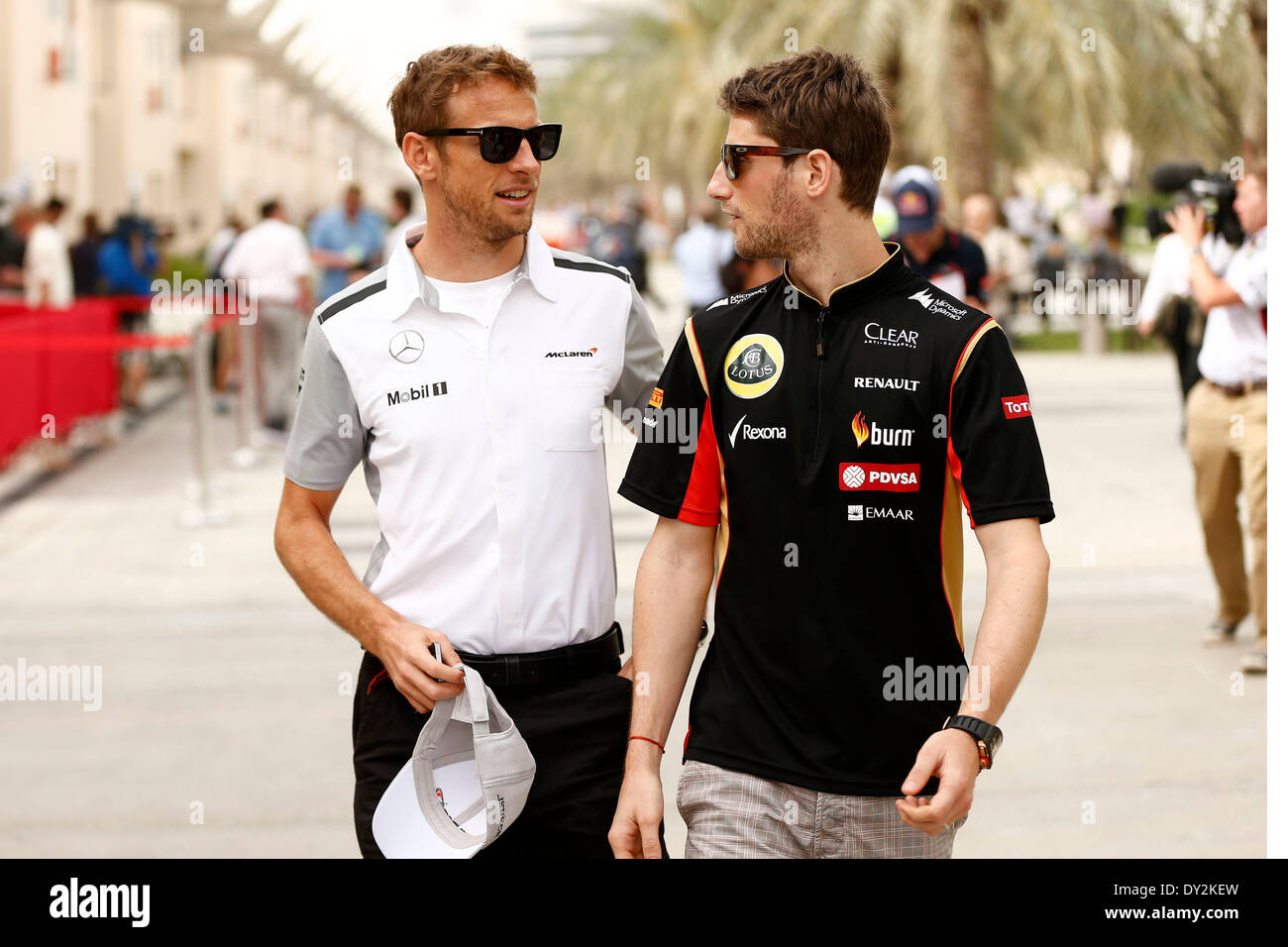 L to R): Jenson Button (GBR) McLaren with Romain Grosjean L to R): Jenson Button (GBR) McLaren with Romain Grosjean