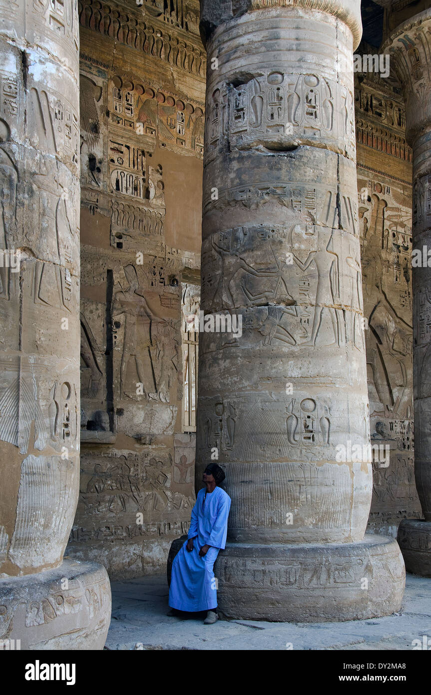 Temple of Ramses III at Medinet Habu: columns on the first courtyard ...