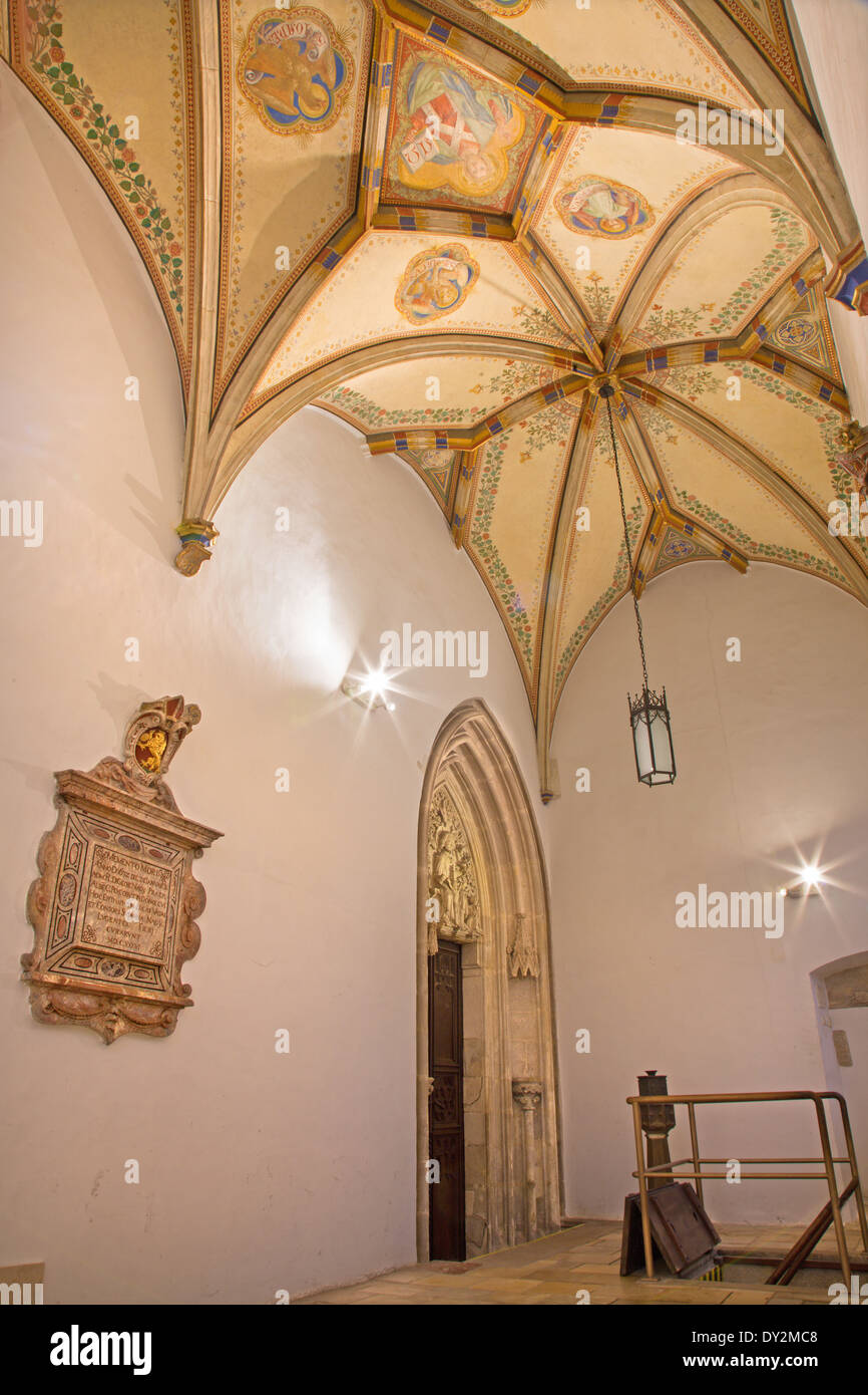 Bratislava - Ceiling of St. Ann gothic side chapel by Carl Jobst from 19. cent. in st. Martin cathedral. Stock Photo