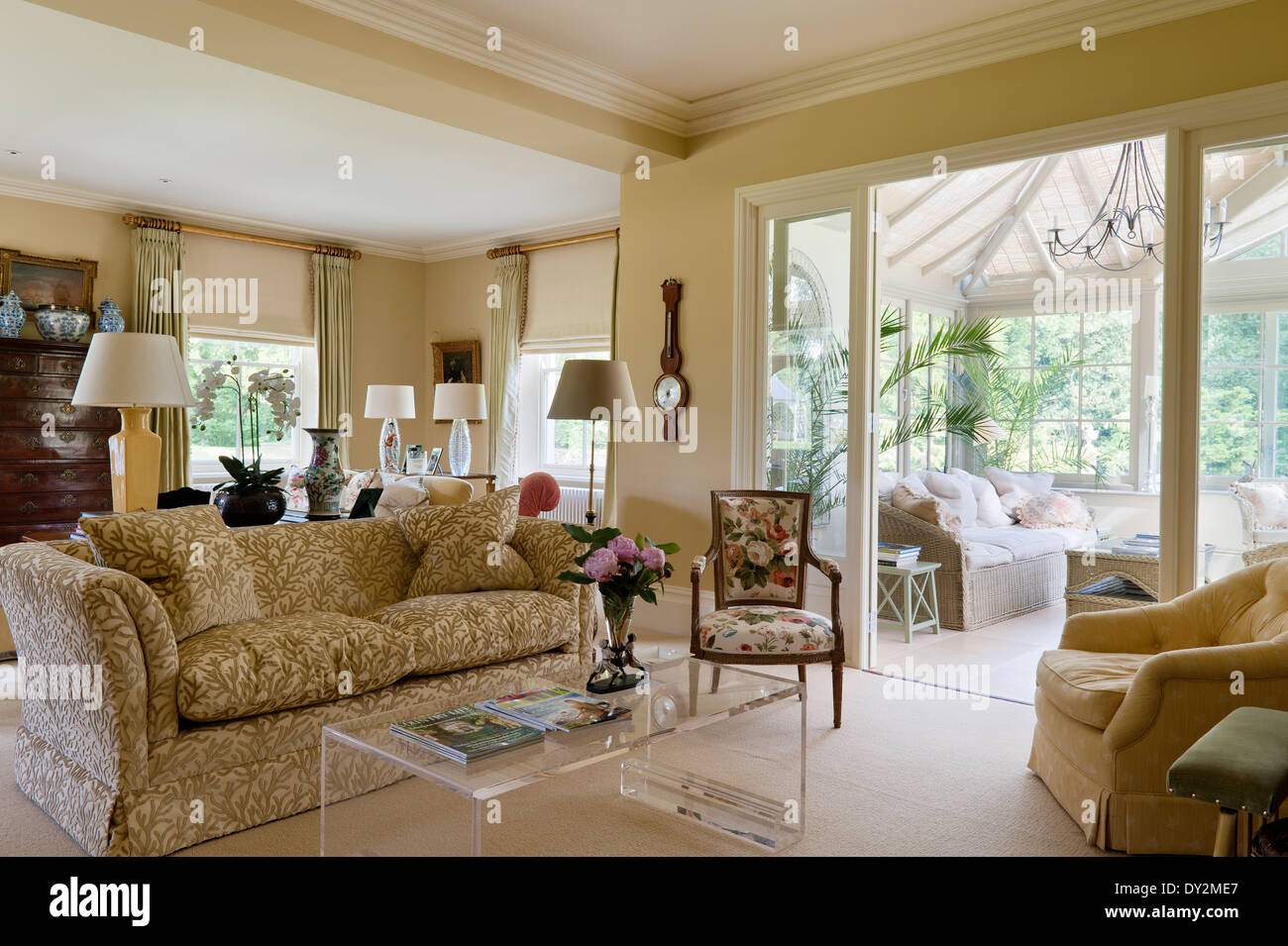 living room extension French windows Stock Photo