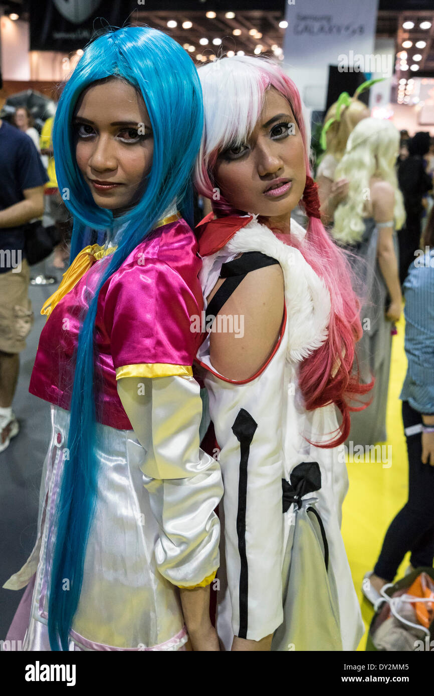 Dubai, April 4th 2014; Cosplay girls at the 2014 Middle East Film and Comic  Con at World Trade Centre in Dubai United Arab Emirates Credit: Iain  Masterton/Alamy Live News Stock Photo - Alamy