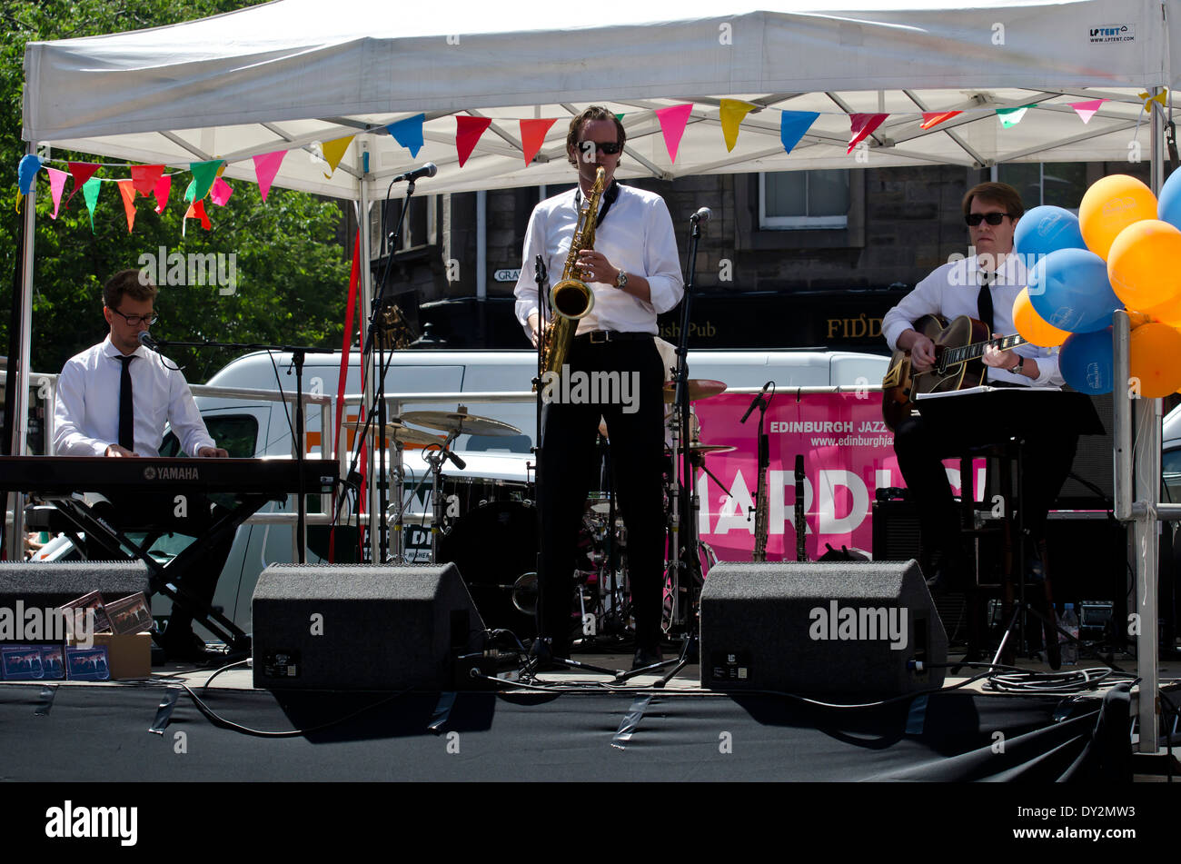 'Shreveport Rhythm' performing at the Mardi Gras, part of the Edinburgh Jazz and Blues Festival in July 2013. Stock Photo